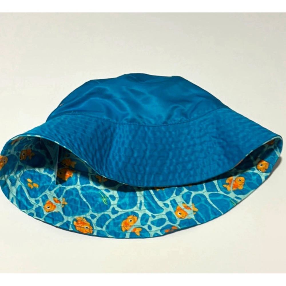 UV Skinz UPF 50+ Blue/Orange Fish Print Bucket Hat Size 6